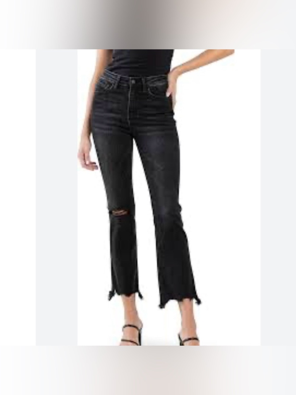 NWT Flying Monkey Distressed High Waisted Crop Flare Jeans Size 32